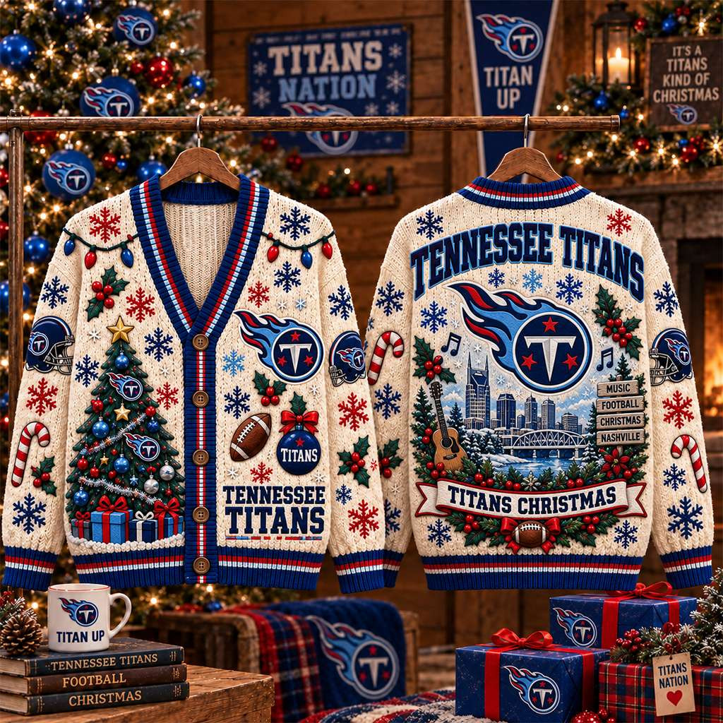 Tennessee Titans Christmas Cardigan Game Day Cute Clothes Titans Merch Gift For Football Fans