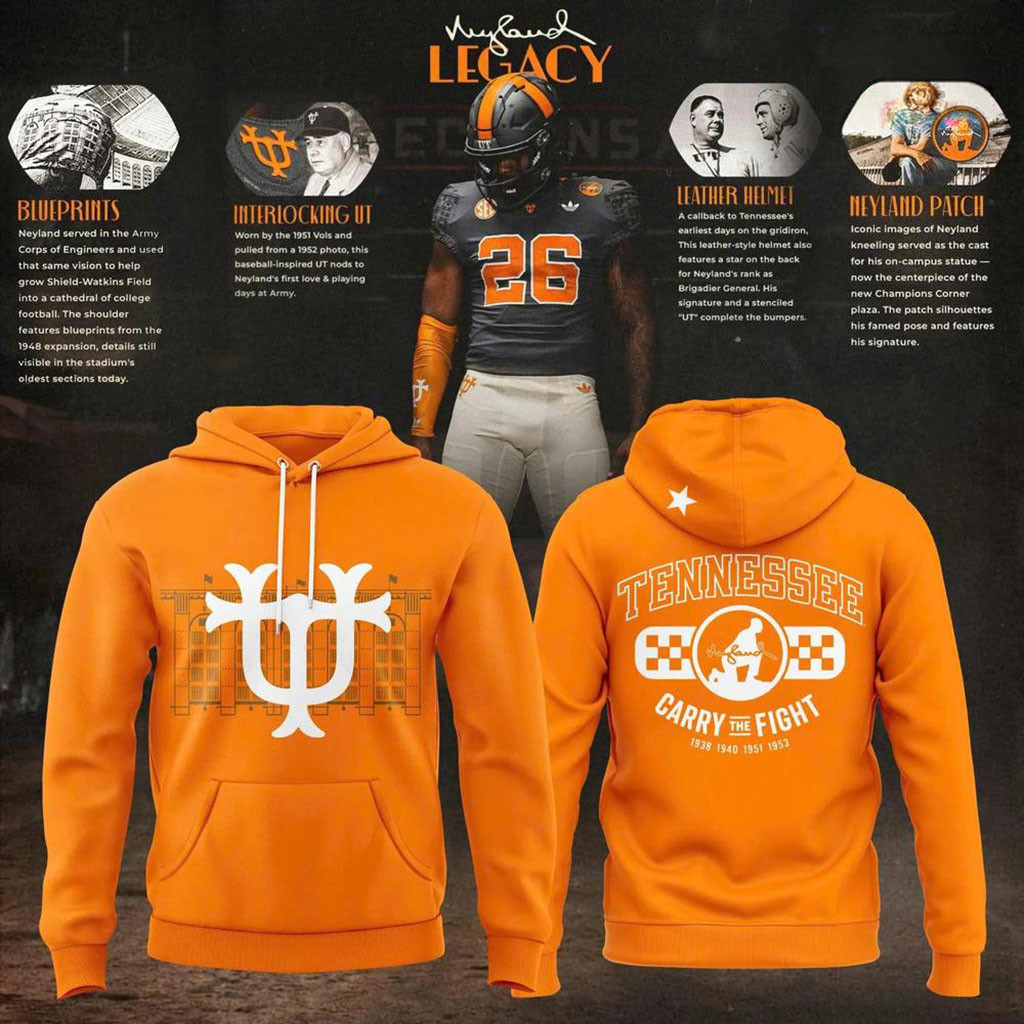 Tennessee Volunteers Football Neyland Legacy Hoodie Volunteers Merch Presents For Football Fans