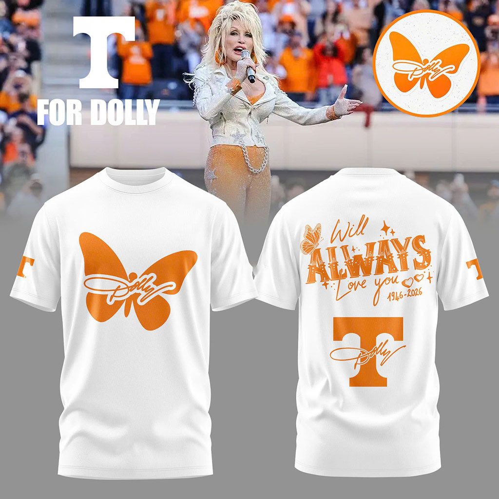 Tennessee Volunteers x Dolly Parton White Shirt Merch Will Always Love You Dolly Parton Merch