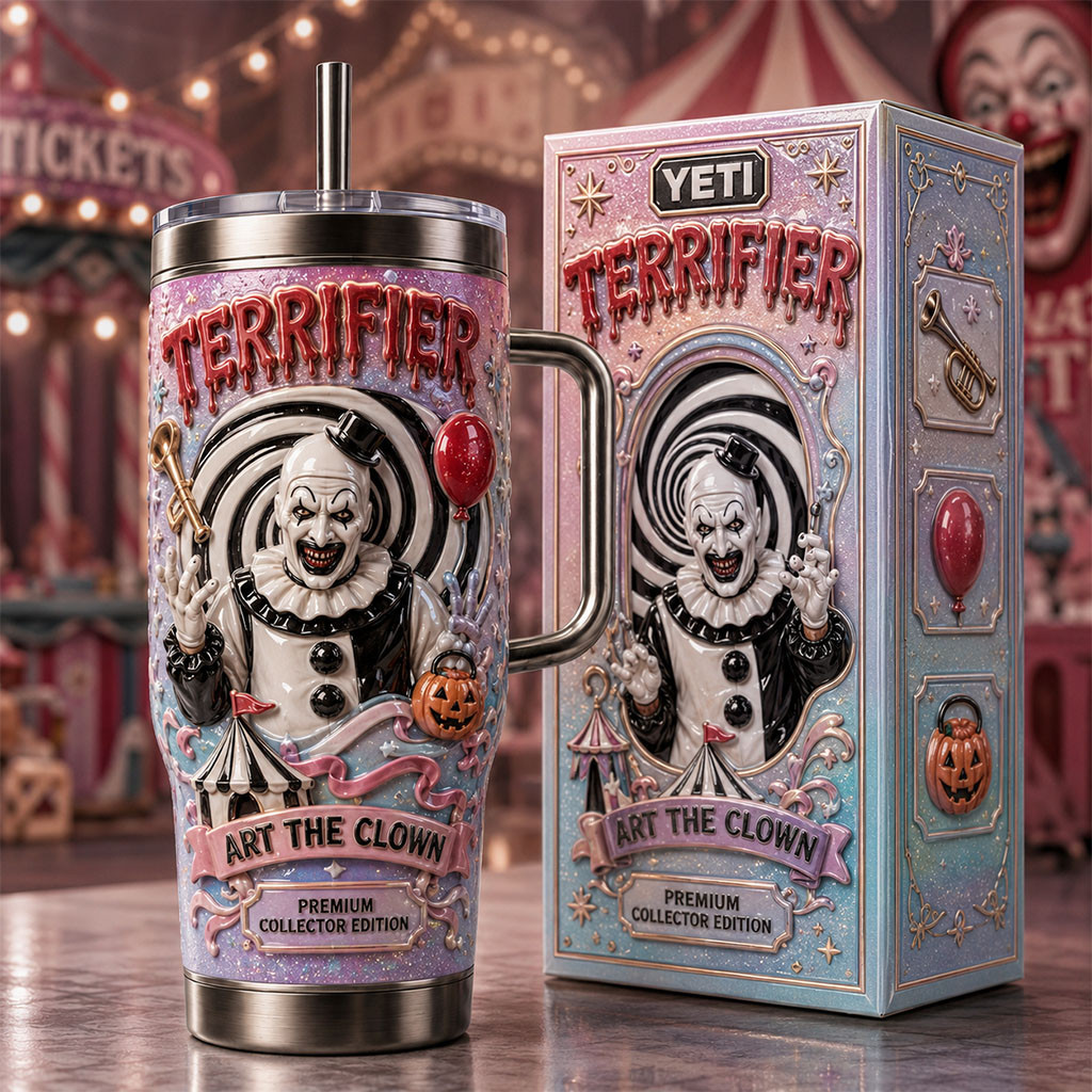 Terrifier Art The Clown Tumbler Terrifier Merch Best Halloween Gift For Horror Lovers