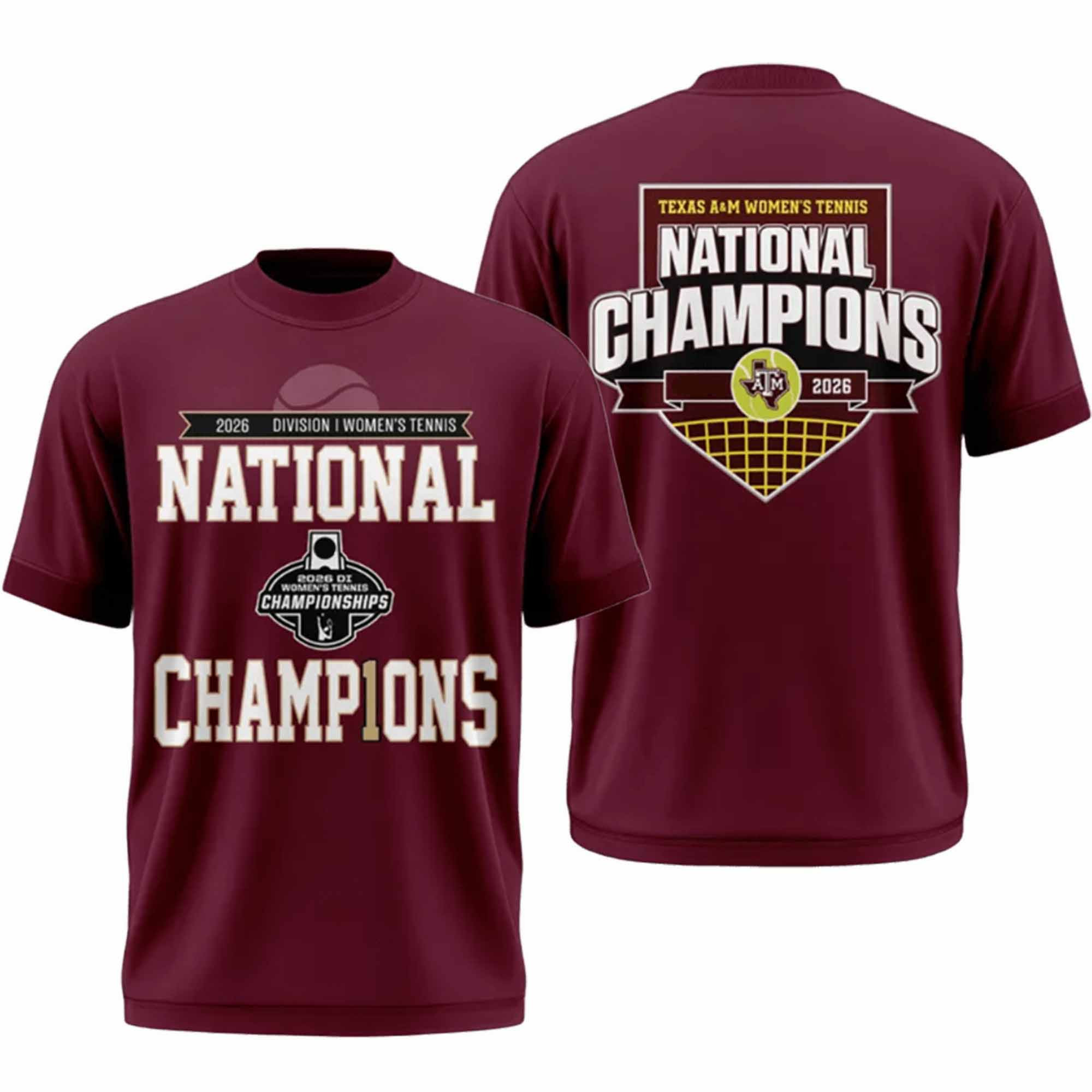 Texas A&M Aggies 2026 Women's Tennis Champions T-Shirt