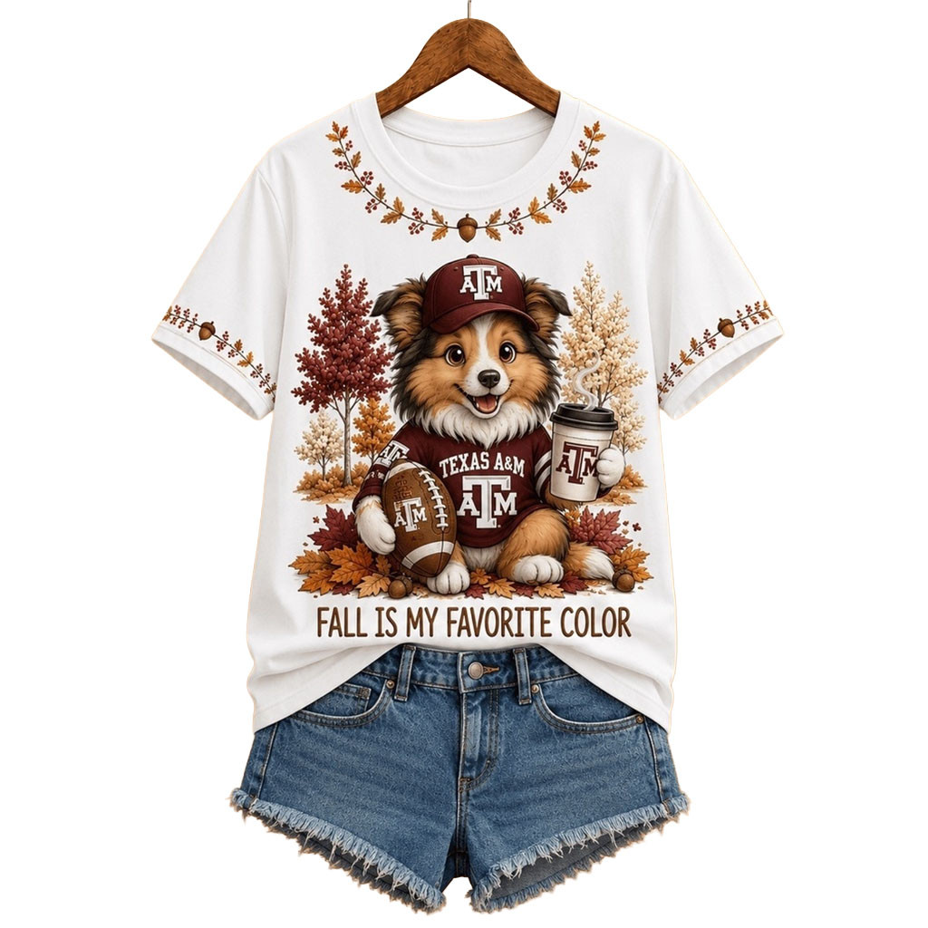 Texas A&M Aggies Merch Fall Is My Favorite Color T-Shirt Football Game Day Attire Fan Gifts
