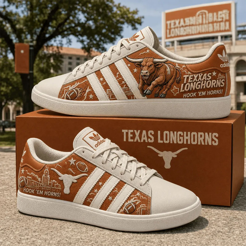 Texas Longhorns Hook Em Horns Sneakers Texas Longhorns Merch Present For Football Fans