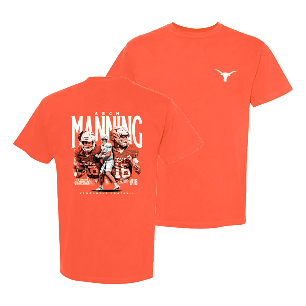 Texas Longhorns Merch 2026 #16 Arch Manning Collage T-Shirt Longhorns Quarterback Tee Fan Gift