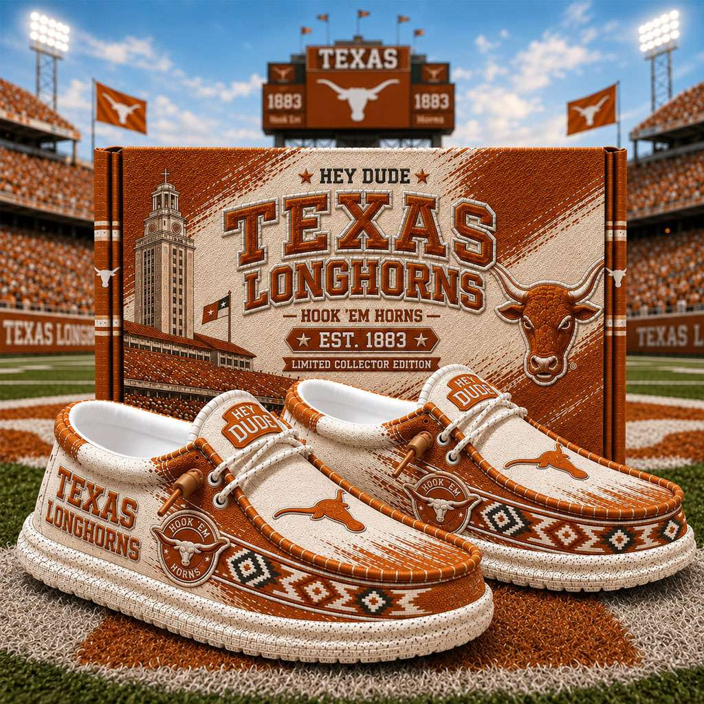 Texas Longhorns Merch Est 1883 Hook Em Horns Slip-On Loafers Presents For Football Fans