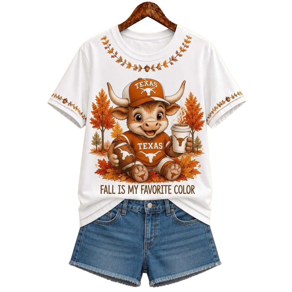 Texas Longhorns Merch Fall Is My Favorite Color T-Shirt Best American Football Presents