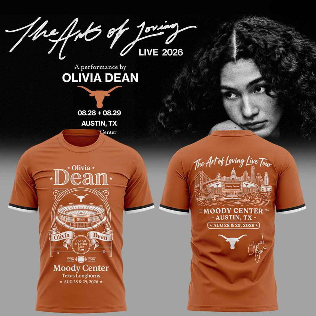 Texas Longhorns X Olivia Dean 2026 The Art Of Loving Live Tour Shirt Olivia Dean Concert Merch