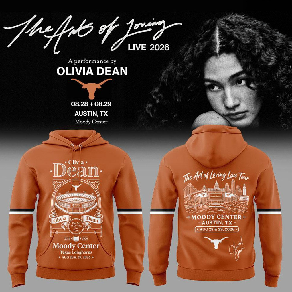 Texas Longhorns X Olivia Dean The Art Of Loving Live Tour 2026 Hoodie Olivia Dean Tour Merch