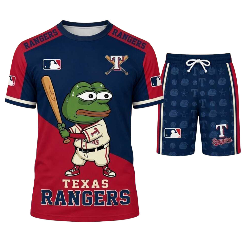 Texas Rangers Pepe The Frog Shirt And Shorts Set Rangers Merch Present For Baseball Lovers