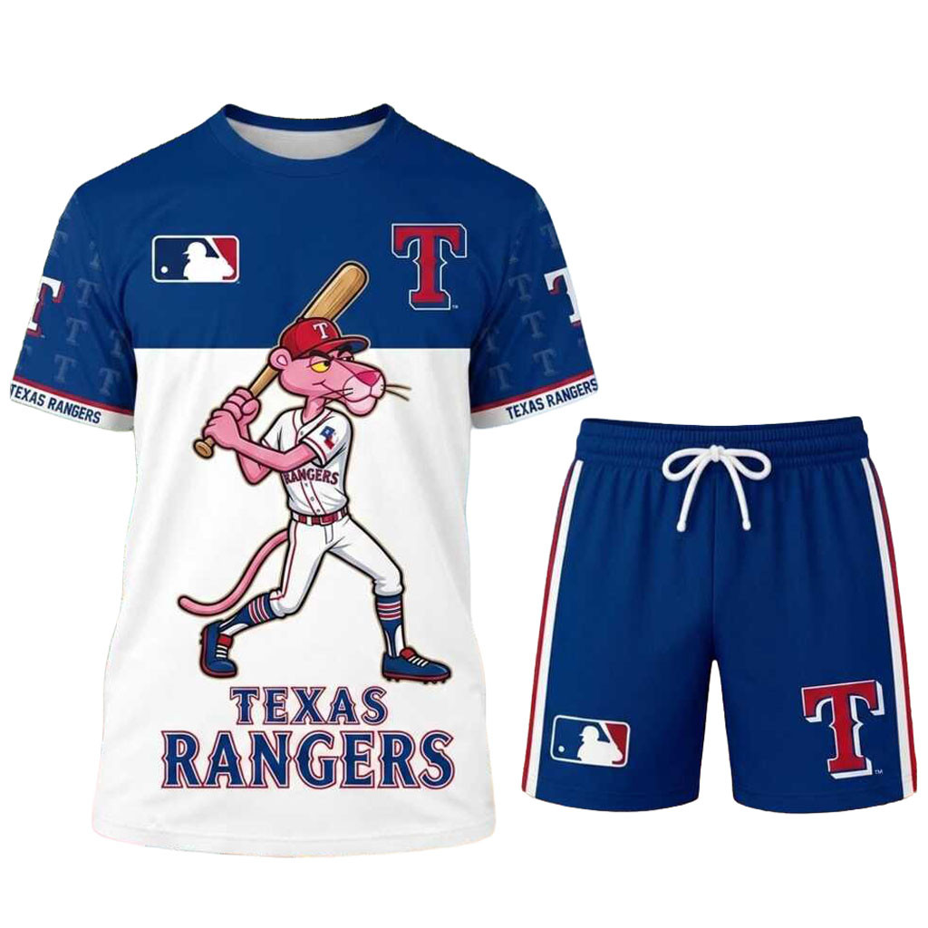 Texas Rangers Pink Panther Shirt And Shorts Texas Rangers Merch Gifts For Baseball Fans