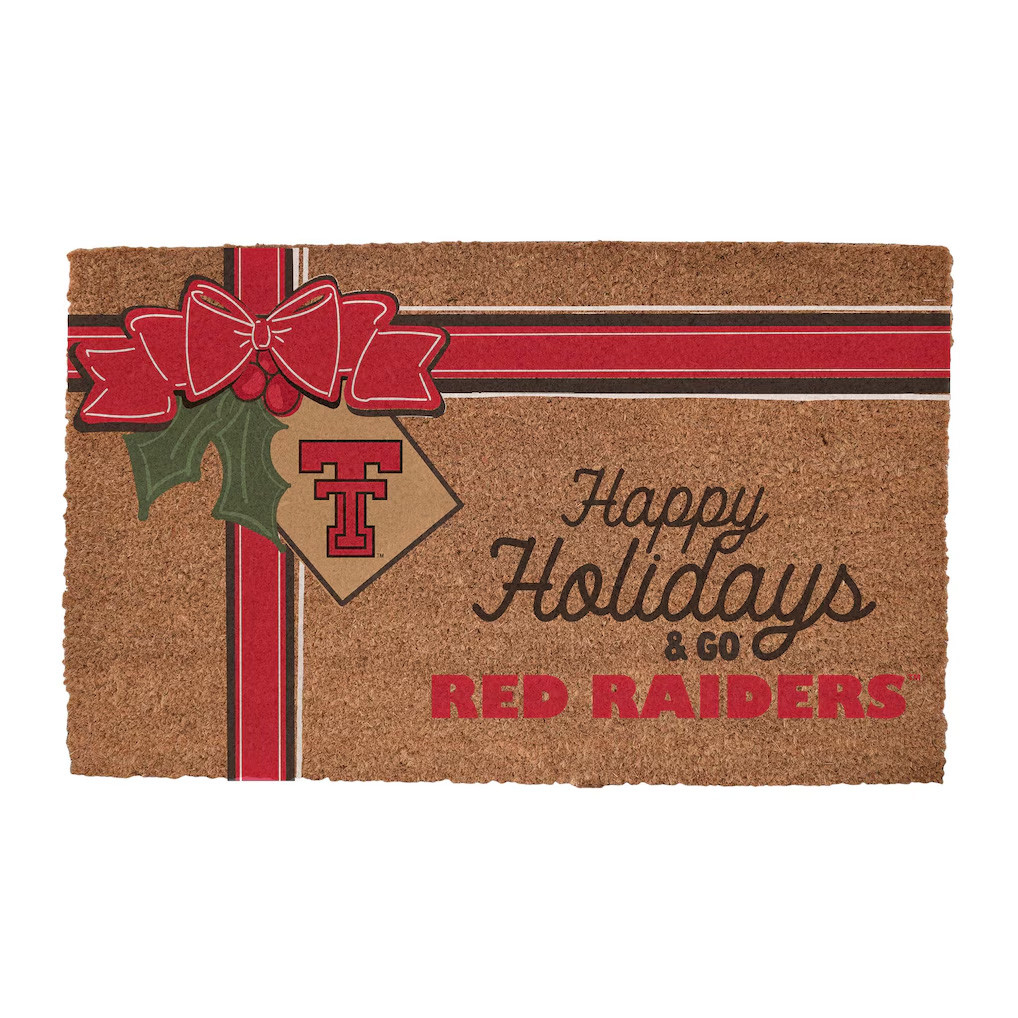 Texas Tech Merch 2026 Happy Holiday And Go Texas Tech Red Raiders Doormat Football Fan Gifts