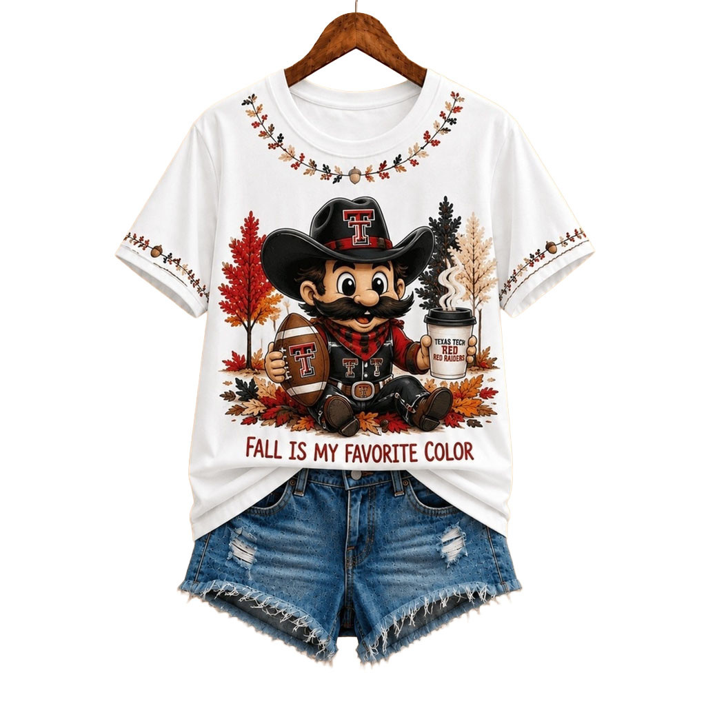 Texas Tech Red Raiders Merch Fall Is My Favorite Color T-Shirt Football Lover Presents