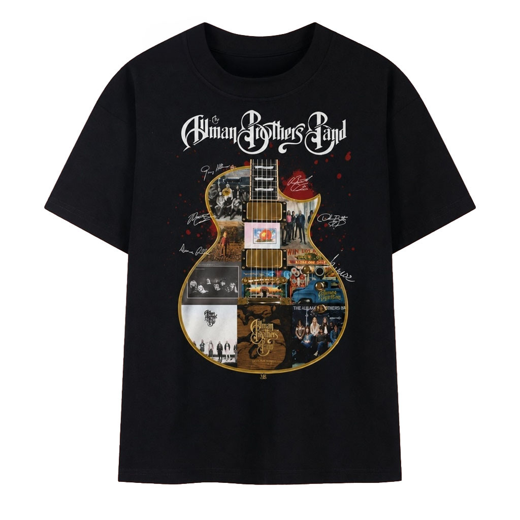 The Allman Brothers Band Guitar Album Collage Signatures Vintage T-Shirt Gift For Music Lover
