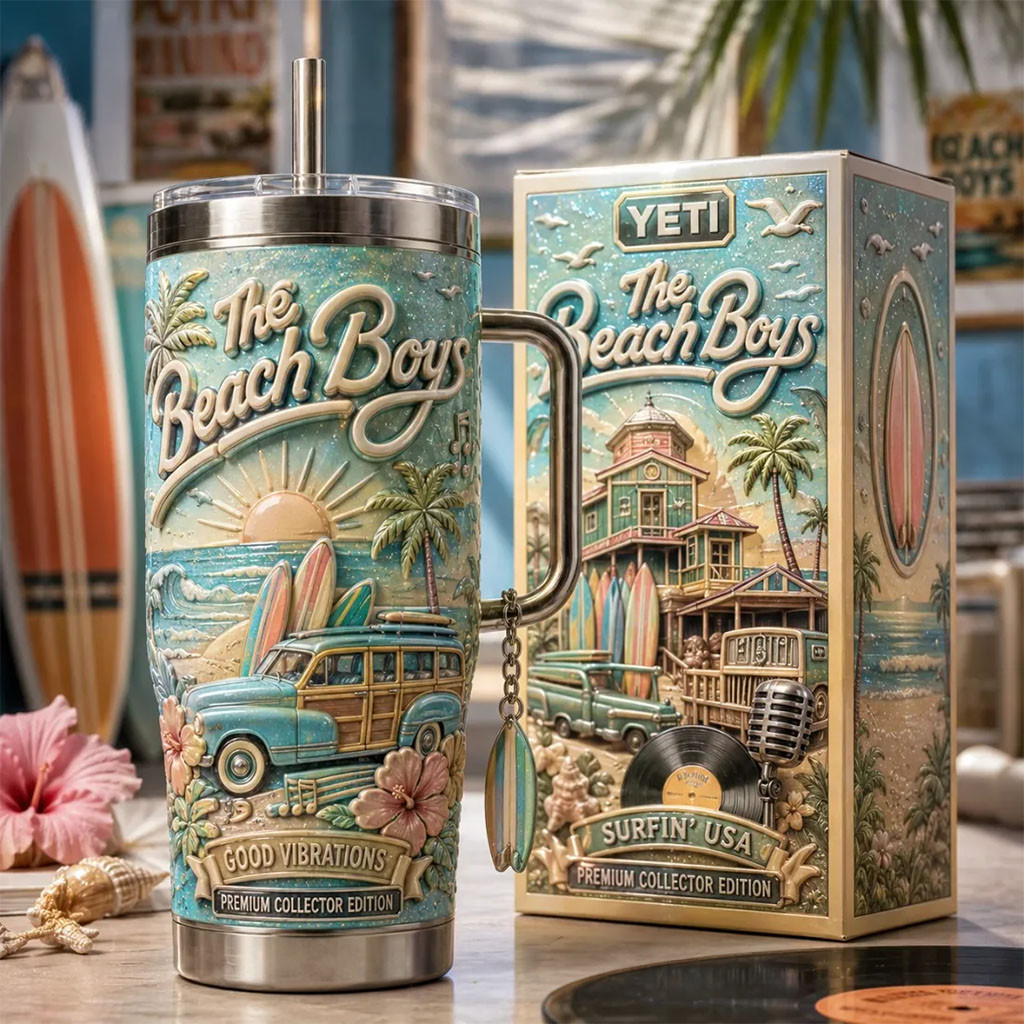 The Beach Boys Merch Good Vibrations Surfin USA Tumbler Summer Beach Music Cup Gifts For Fan The Beach Boys Merch Good Vibrations Surfin USA Tumbler Summer Beach Music Cup Gifts For Fan