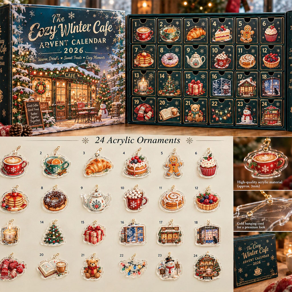 The Cozy Winter Cafe Advent Calendar 2026 24 Days Christmas Ornaments Box Cute Xmas Gifts