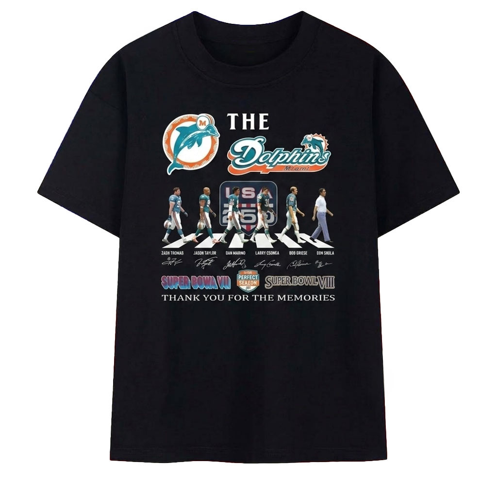 The Dolphins USA 250 Abbey Road Super Bowl Champions Signatures T-Shirt Miami Dolphins Merch