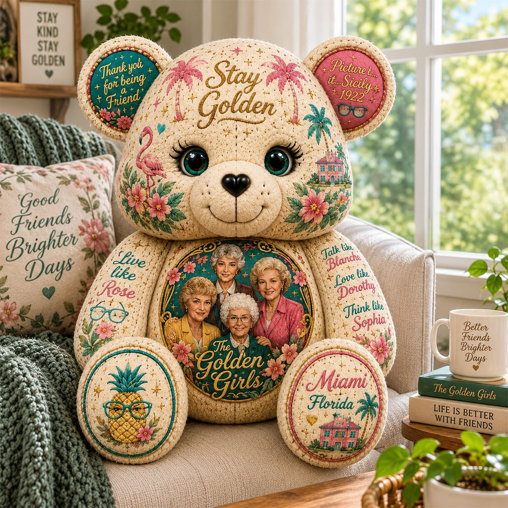 The Golden Girls Good Friends Brighter Days Bear Pillow The Golden Girls Merch Room Decor