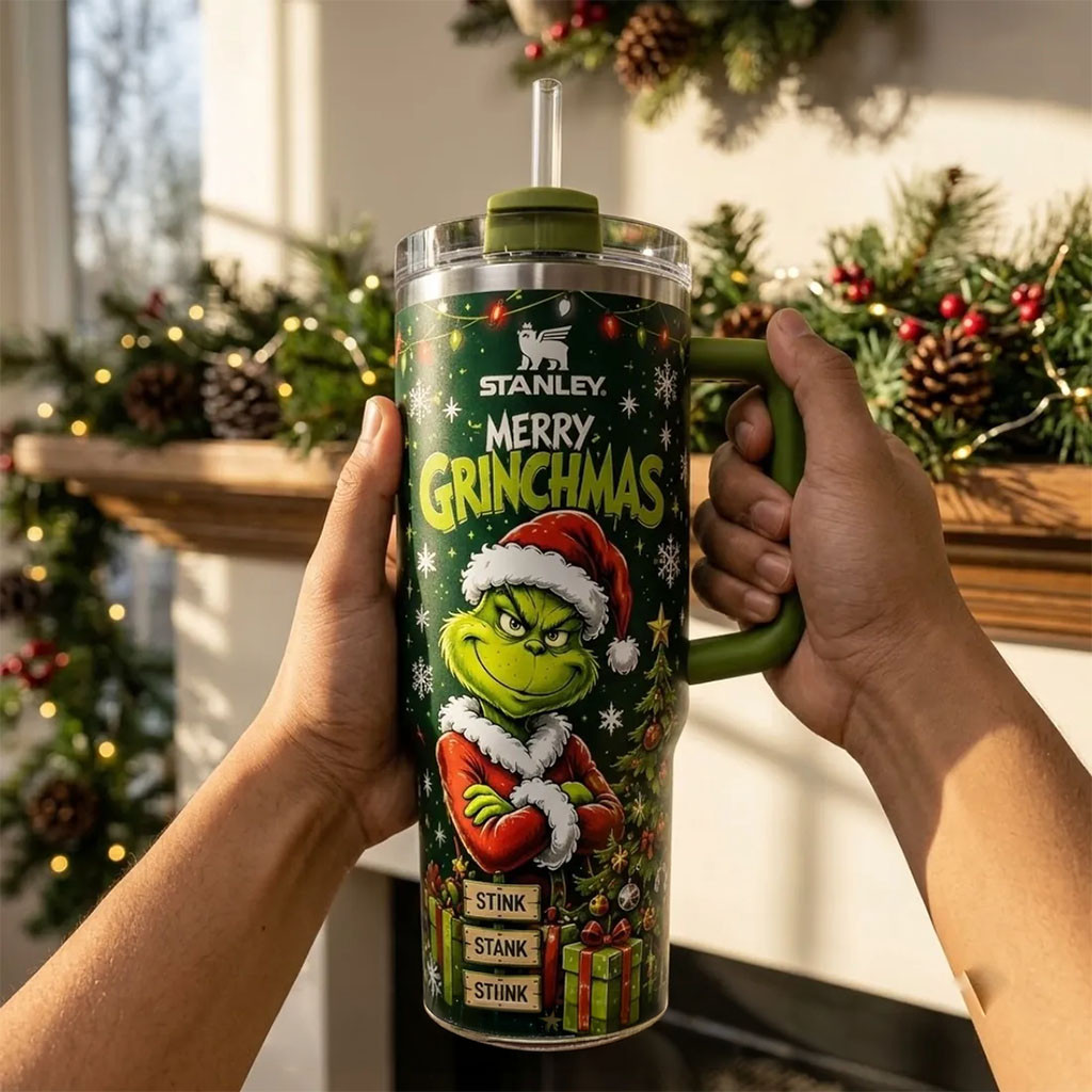 The Grinch Merry Grinchmas Green 40oz Stanley Tumbler The Grinch Merch Best Xmas Gifts The Grinch Merry Grinchmas Green 40oz Stanley Tumbler The Grinch Merch Best Xmas Gifts