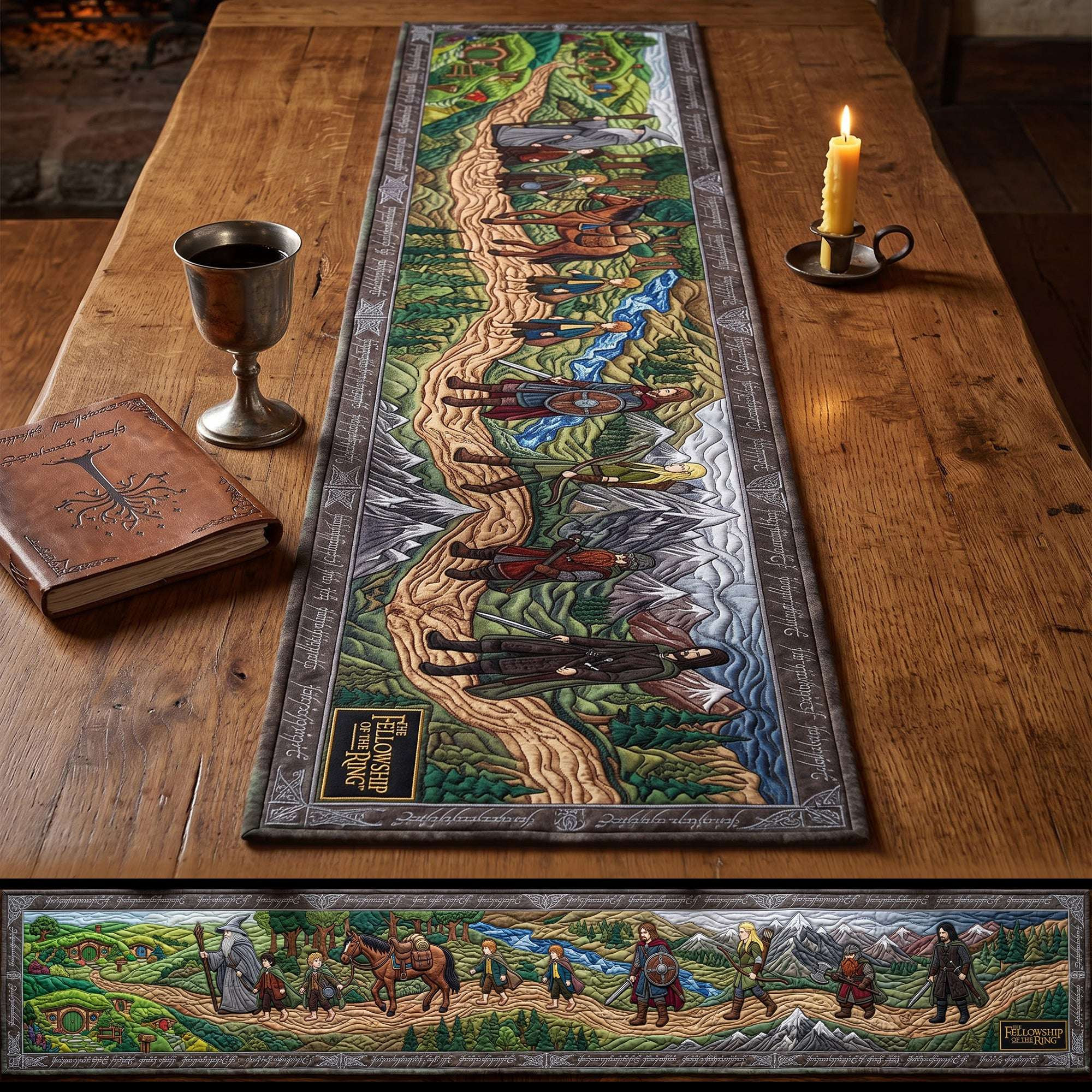 The Lord Of The Rings Fantasy Traveling Quilted Table Runner LOTR Merch Gifts For Christmas