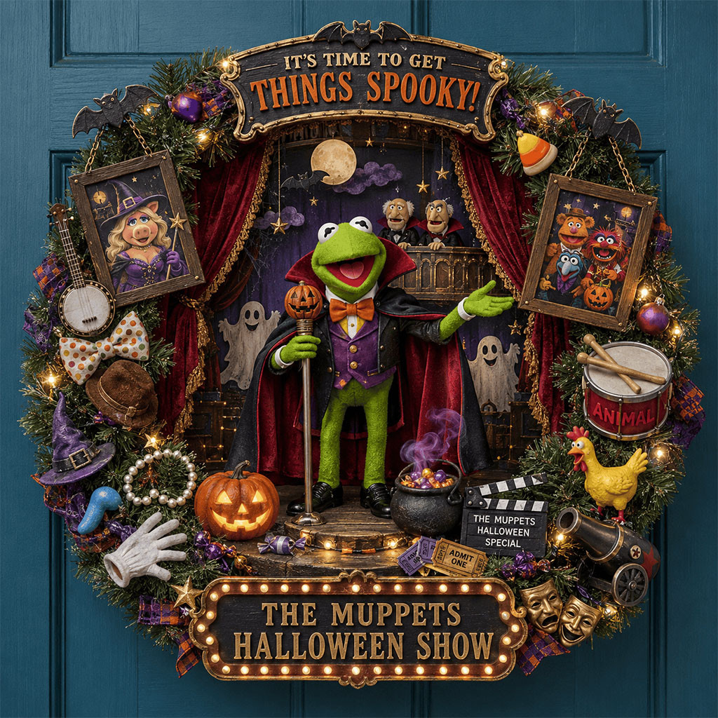 The Muppets Halloween Show Door Sign It's Time To Get Things Spooky Wreath House Decorative