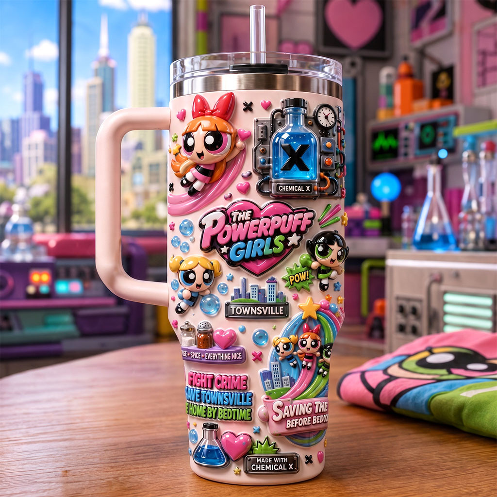 The Powerpuff Girls Fight Crime Save Townsville Tumbler The Powerpuff Girls Merch BFF Gifts