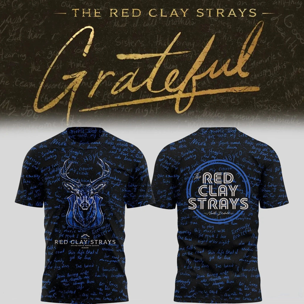 The Red Clay Strays Merch 2026 The Grateful Tour In Grand Forks ND Deer T-Shirt Rock Fan Gear