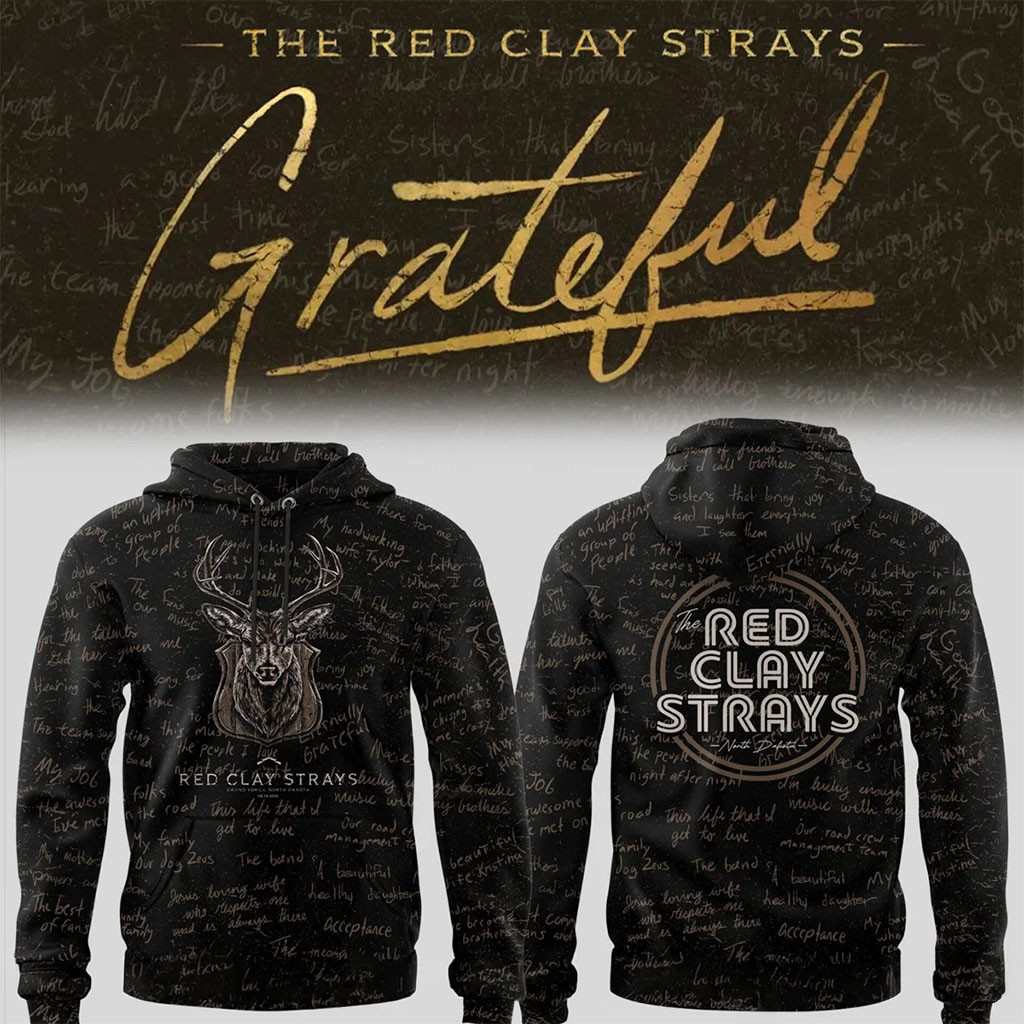 The Red Clay Strays Merch The Grateful Tour 2026 In Grand Forks ND Deer Hoodie Rock Fan Gift