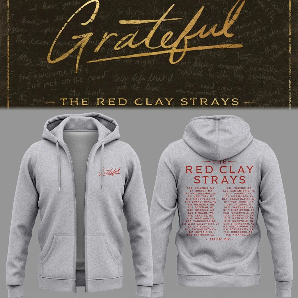 The Red Clay Strays Merch The Grateful Tour 2026 Zip Hoodie Best Gift For Rock Fan
