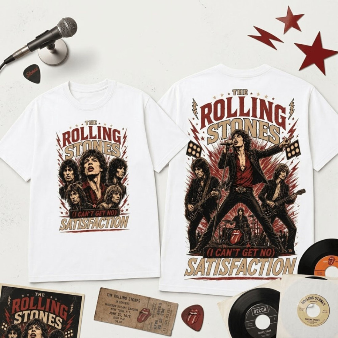 The Rolling Stones Satisfaction Vintage T-Shirt The Rolling Stones Merch Gift For Band Fans