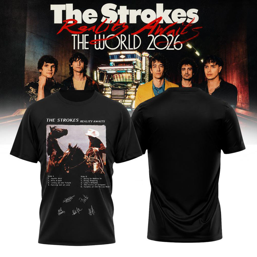 The Strokes Reality Awaits World Tour 2026 Cowboy T-Shirt The Strokes Merch Gifts For Him The Strokes Reality Awaits World Tour 2026 Cowboy T-Shirt The Strokes Merch Gifts For Him