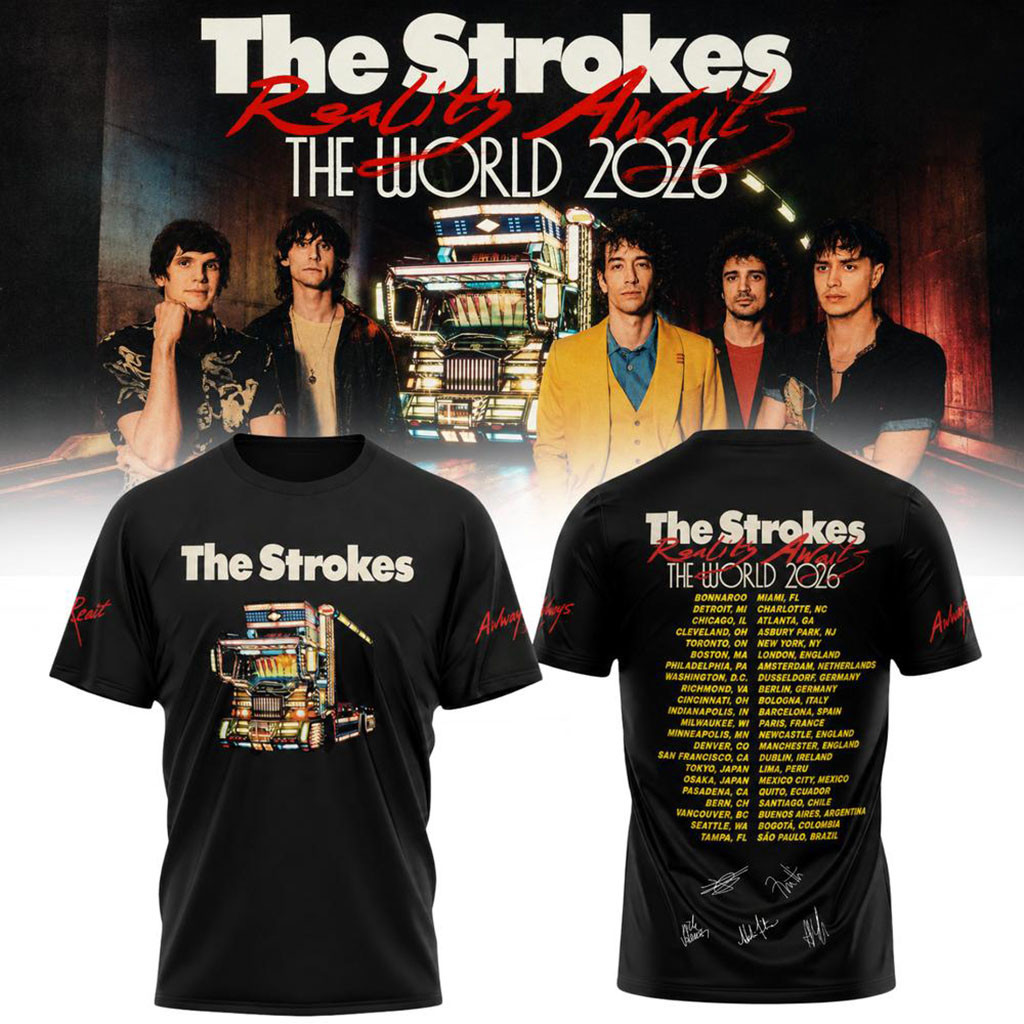 The Strokes Reality Awaits World Tour 2026 Graphic T-Shirt The Strokes Merchandise Fan Gear