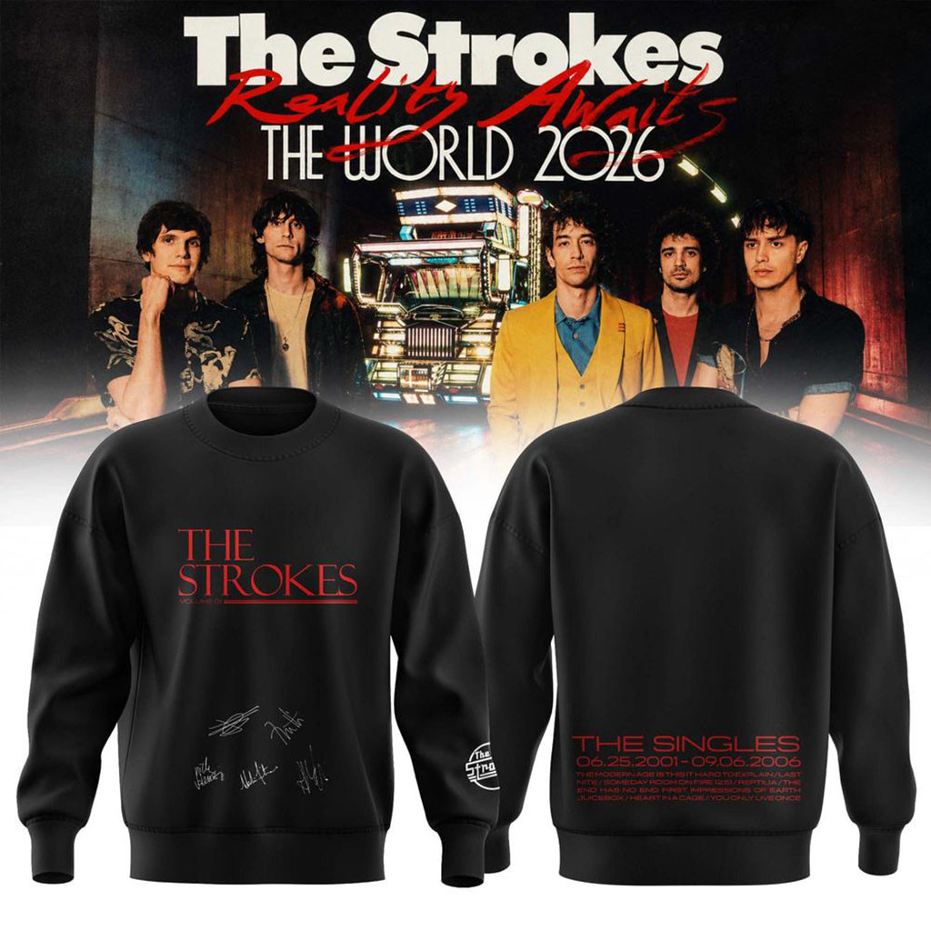 The Strokes Reality Awaits World Tour 2026 NYC Signature Sweatshirt The Strokes Merch Black