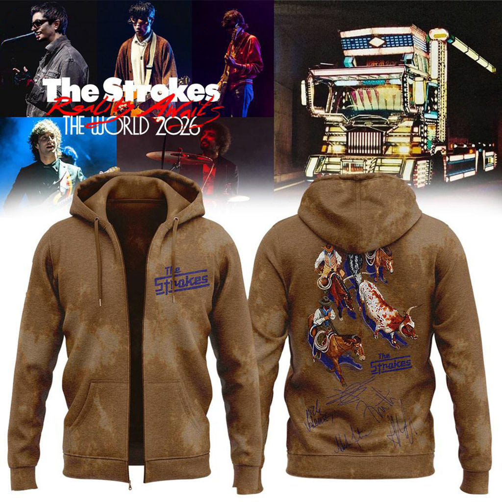 The Strokes Reality Awaits World Tour 2026 Signature Zip Hoodie The Strokes Merch Fan Gift