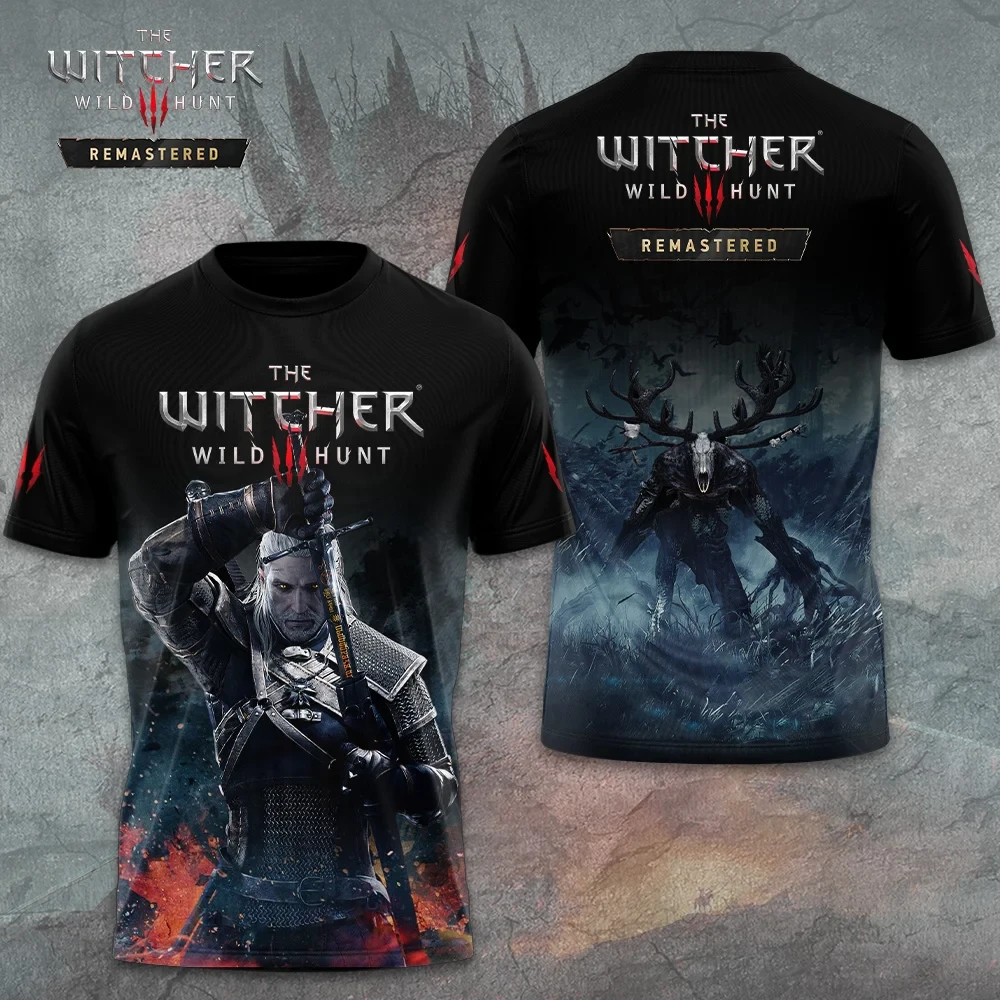 The Witcher 3 Wild Hunt Remastered T-Shirt Geralt Of Rivia Gaming Shirt Gifts For Gamers