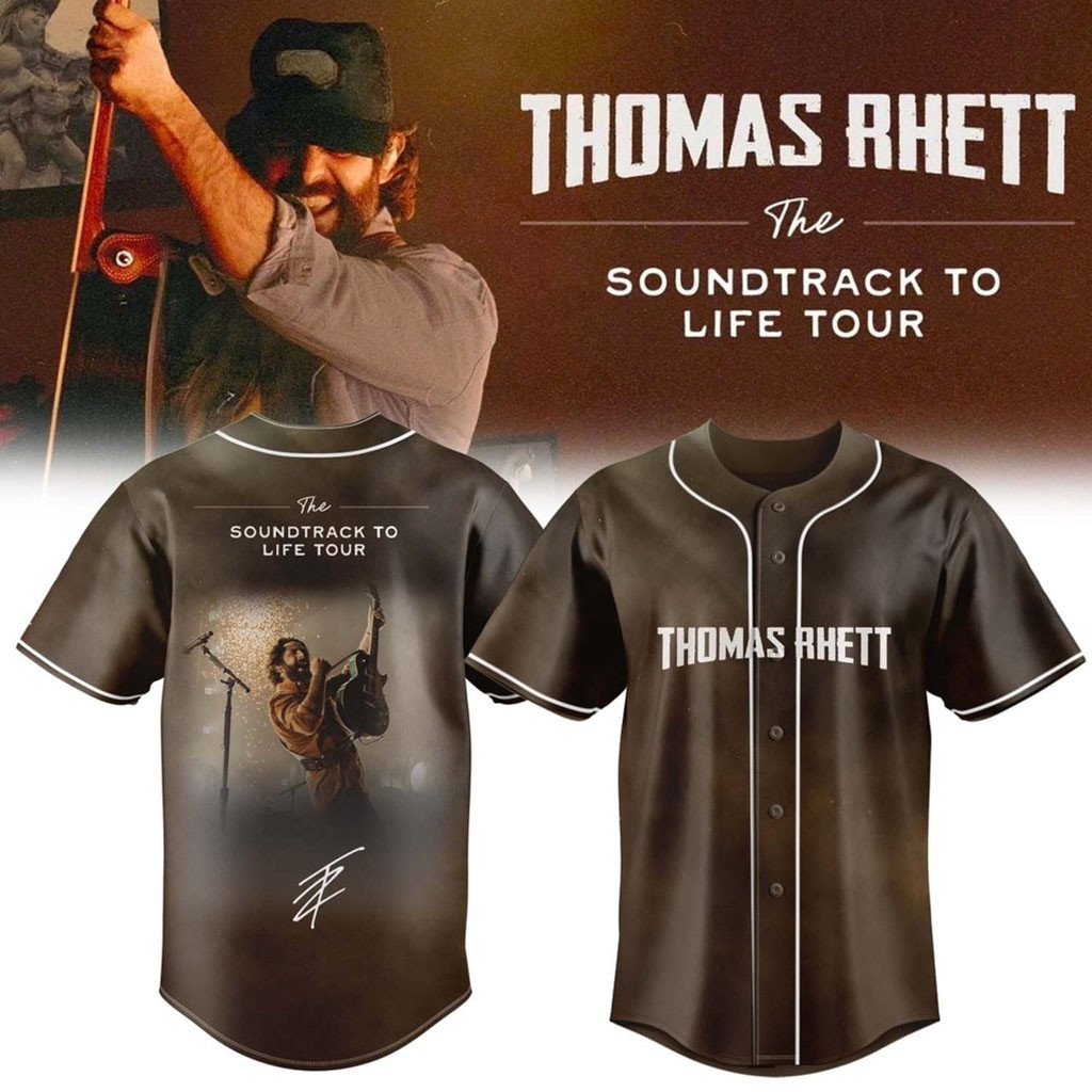 Thomas Rhett Merch 2026 The Soundtrack To Life Tour Signature Baseball Jersey Music Fan Apparel