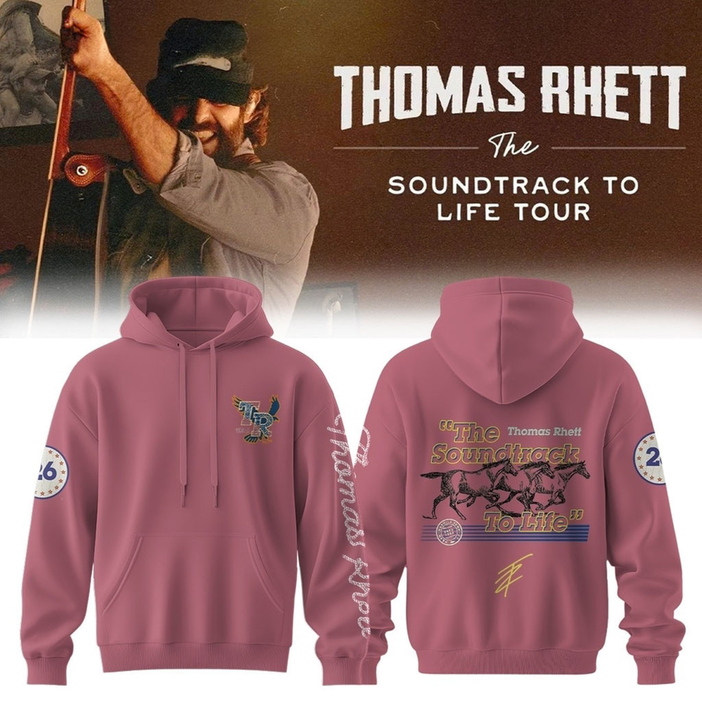 Thomas Rhett Merch The Soundtrack to Life Tour 2026 Signature Pink Hoodie Fan Apparel