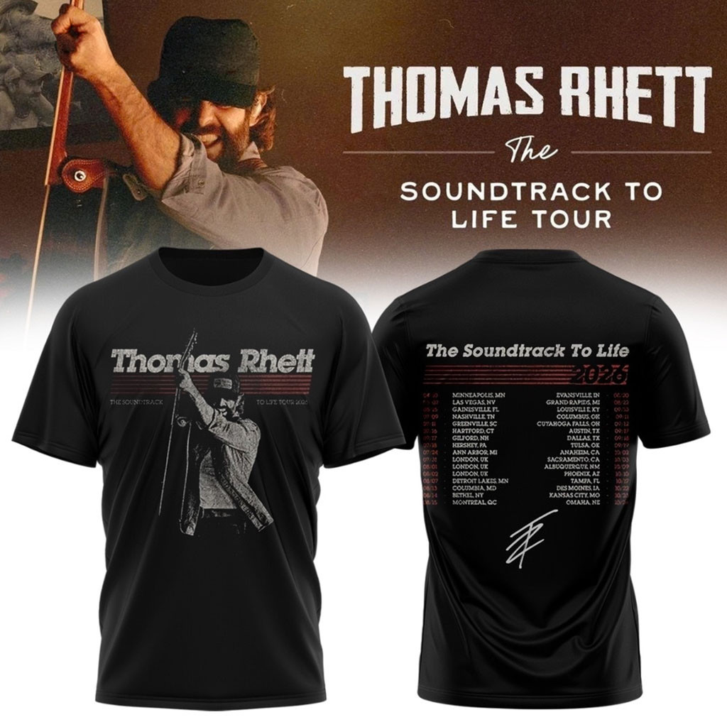 Thomas Rhett The Soundtrack To Life Tour 2026 Black T-Shirt Thomas Rhett Merch Music Fan Gift Thomas Rhett The Soundtrack To Life Tour 2026 Black T-Shirt Thomas Rhett Merch Music Fan Gift
