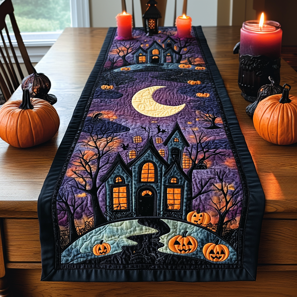 Thriller Manor Quilted Table Runner Table Runner For Dining Table Spooky Gifts For Her