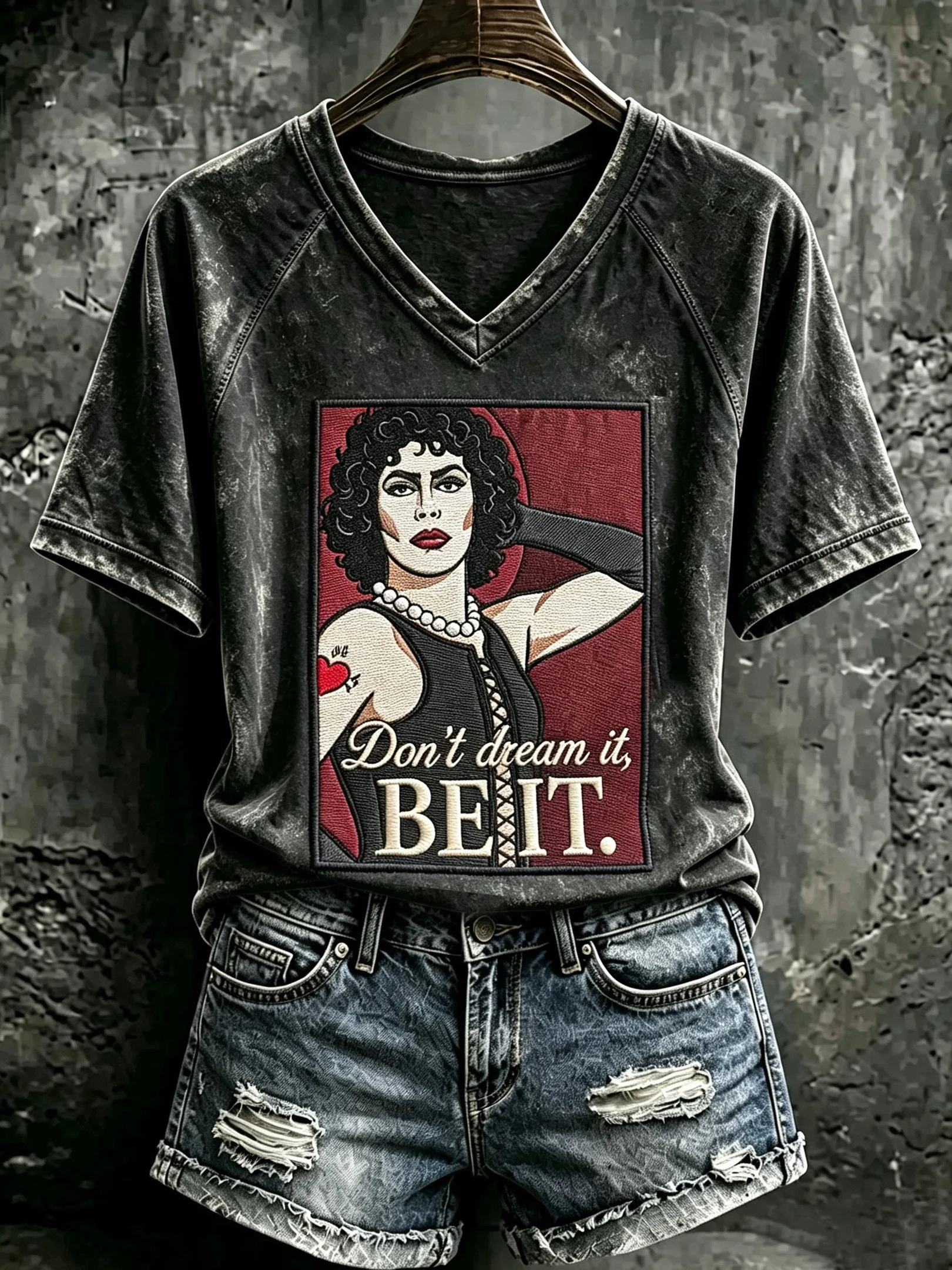 Tim Curry Merch Don't Dream It Be It V-Neck Shirt RIP Tim Curry 1946 2026 Merch Fan Gifts