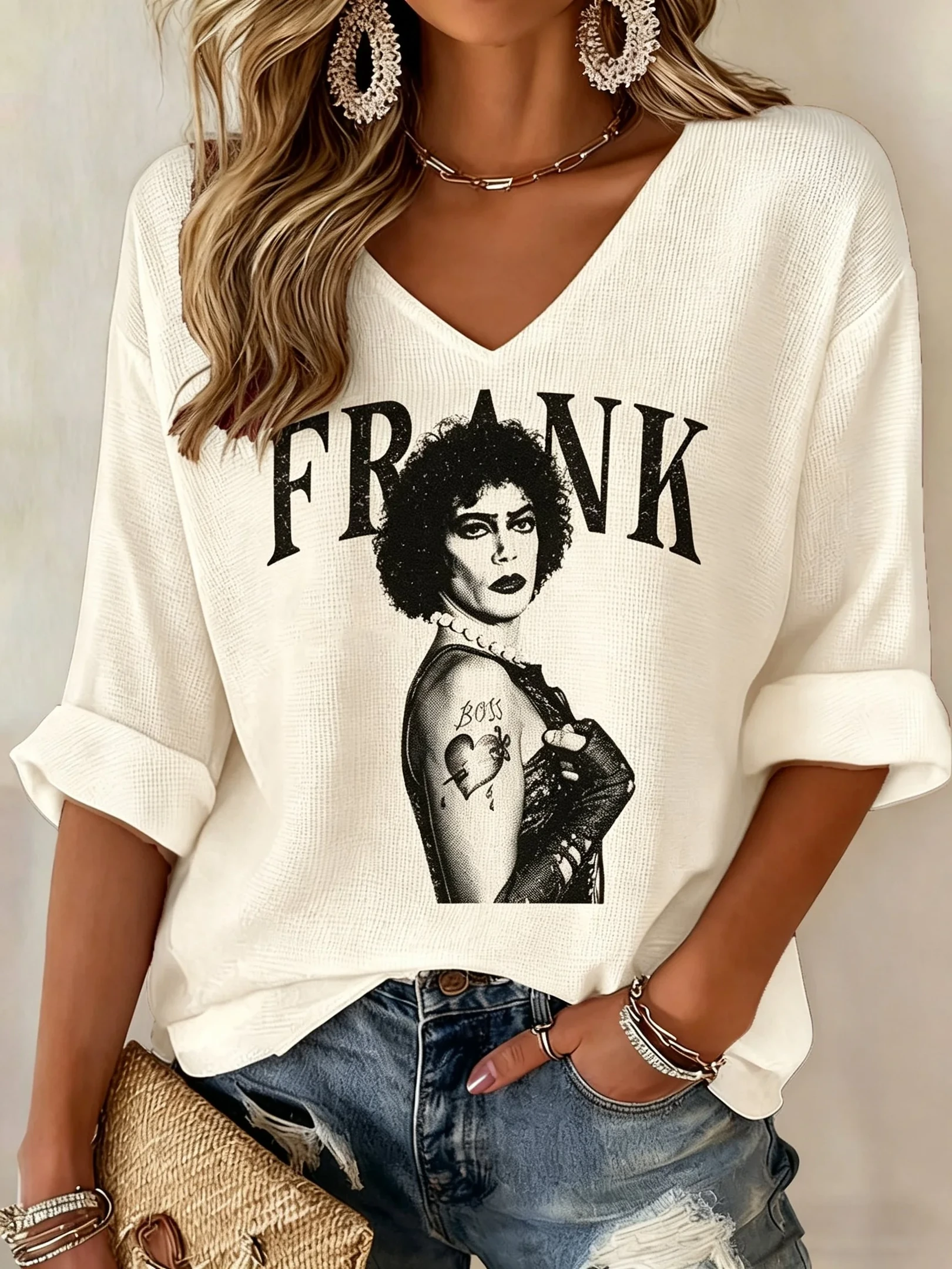 Tim Curry Merch Dr Frank-N-Furter Long Sleeve V-Neck Shirt 1946 2026 RIP Tim Curry Memorial Gift Tim Curry Merch Dr Frank-N-Furter Long Sleeve V-Neck Shirt 1946 2026 RIP Tim Curry Memorial Gift