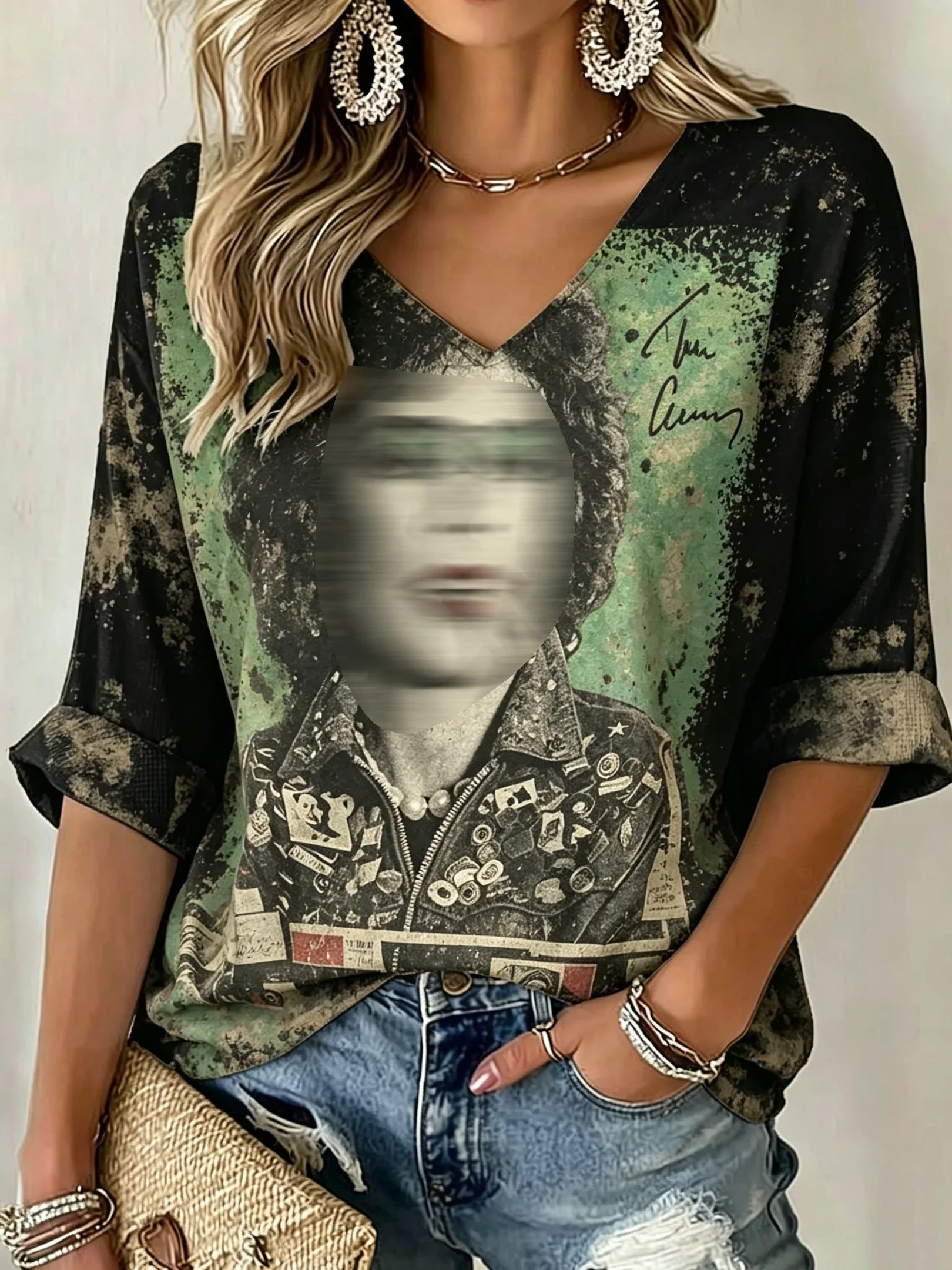 Tim Curry Merch Frank-N-Furter Long Sleeve V-Neck Shirt RIP Tim Curry Memorial Gifts