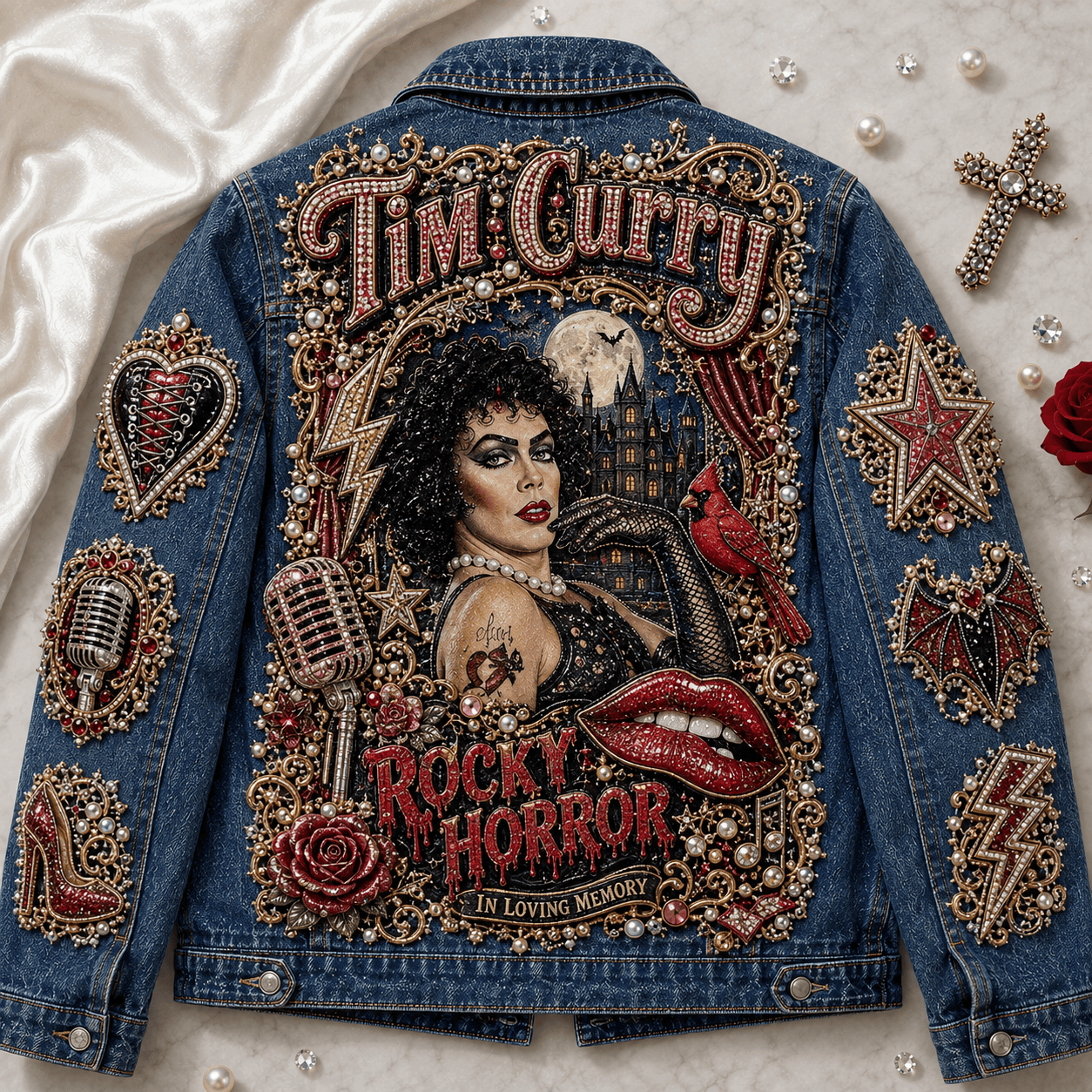 Tim Curry Merch Rocky Horror Denim Jacket Tim Curry Tribute Apparel Fans Gifts Tim Curry Merch Rocky Horror Denim Jacket Tim Curry Tribute Apparel Fans Gifts