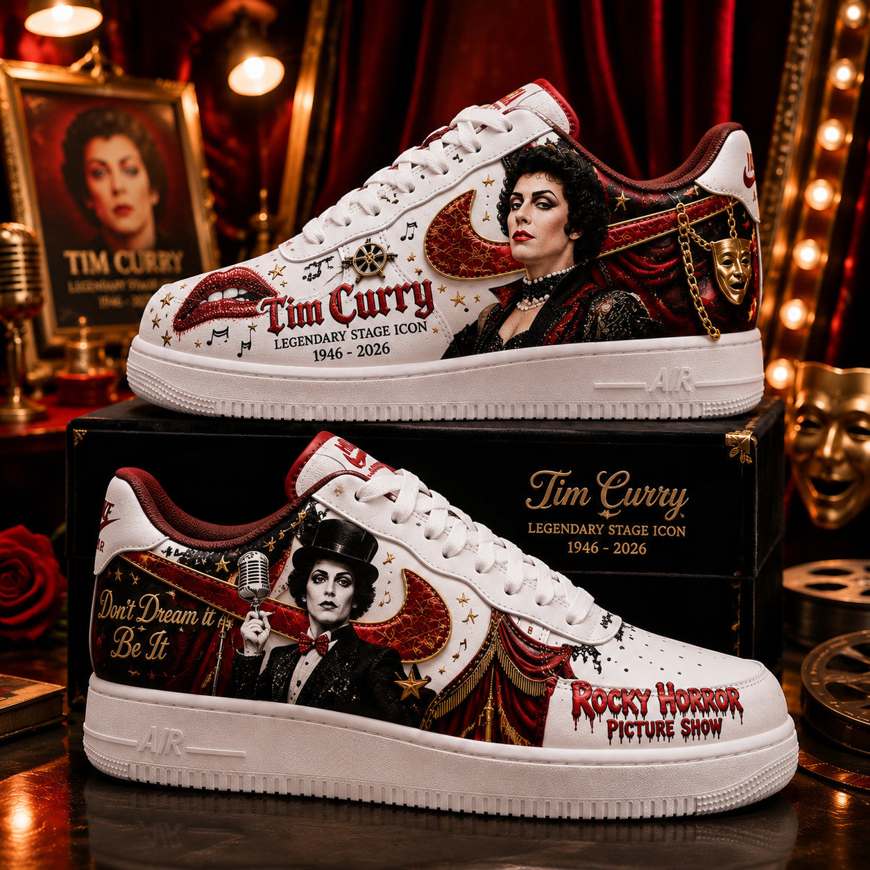 Tim Curry Merch Rocky Horror Picture Show Sneakers Legendary Stage Icon Tribute Shoes Fans Gifts