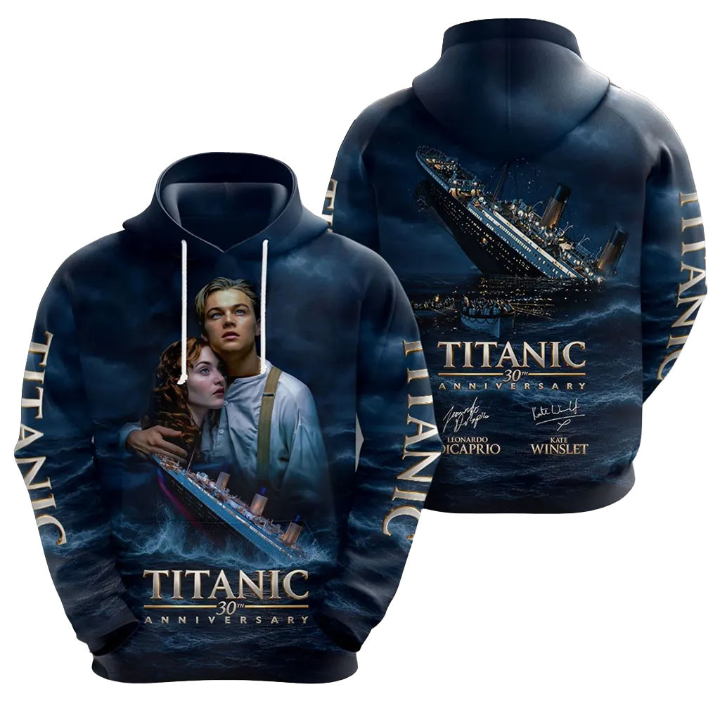 Titanic 30th Anniversary Movie Navy Blue Hoodie Titanic Merch Gifts For Movie Fans