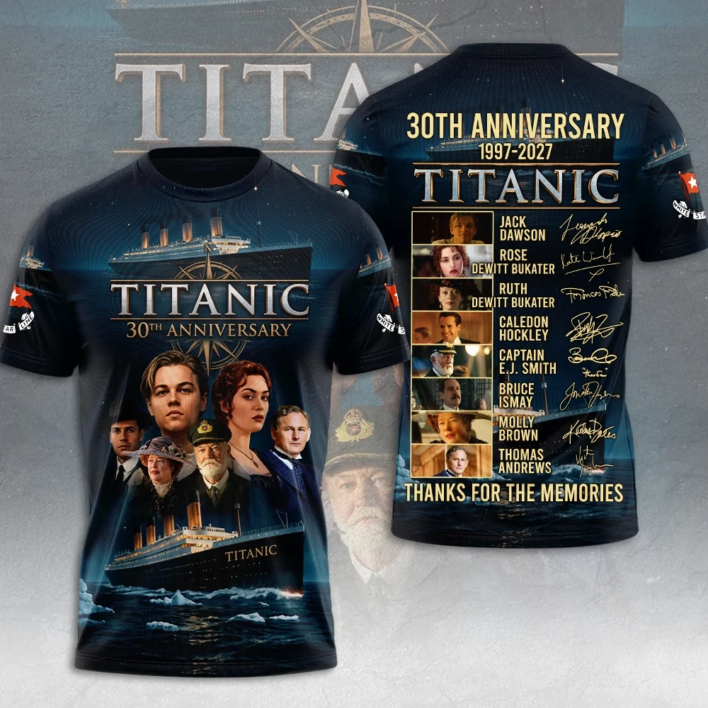 Titanic 30th Anniversary T-Shirt Signature Titanic Movie Merch Thanks For The Memories Shirt
