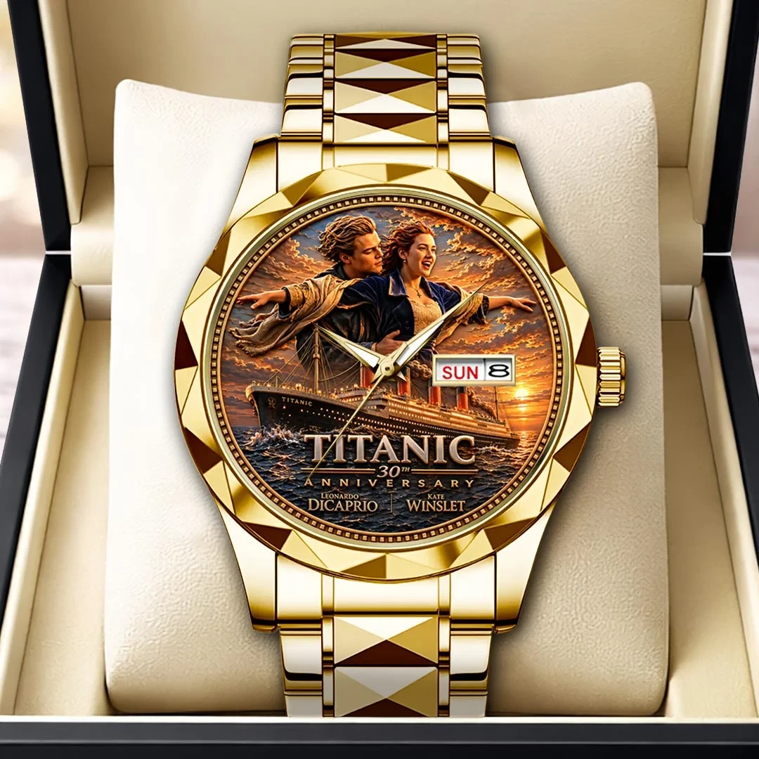 Titanic Merch 30th Anniversary 1997-2027 Gold Watch Jack And Rose Gifts For Titanic Fans