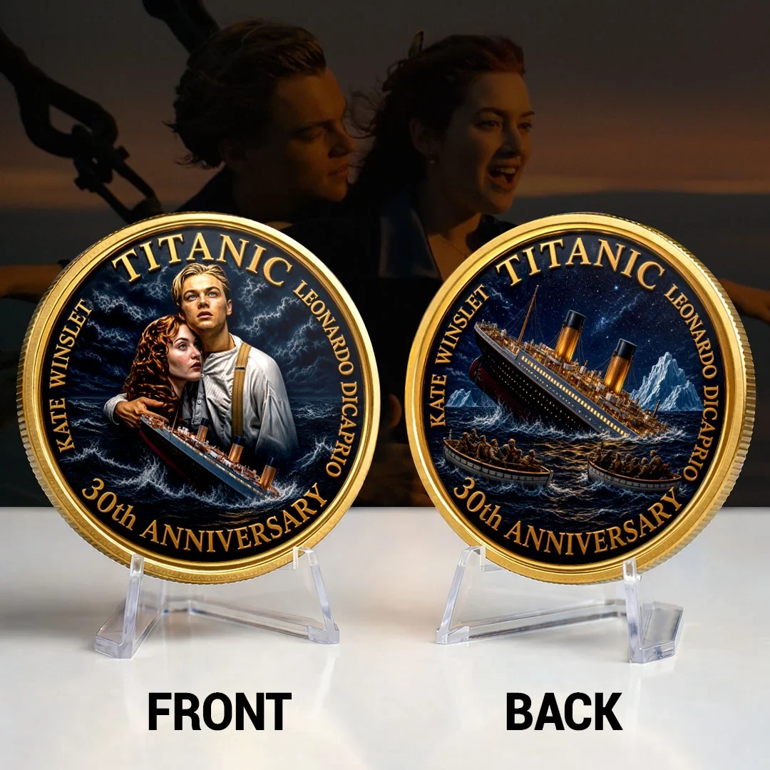 Titanic Merch 30th Anniversary Movie Commemorative Coin Leonardo DiCaprio Kate Winslet Collector Titanic Merch 30th Anniversary Movie Commemorative Coin Leonardo DiCaprio Kate Winslet Collector