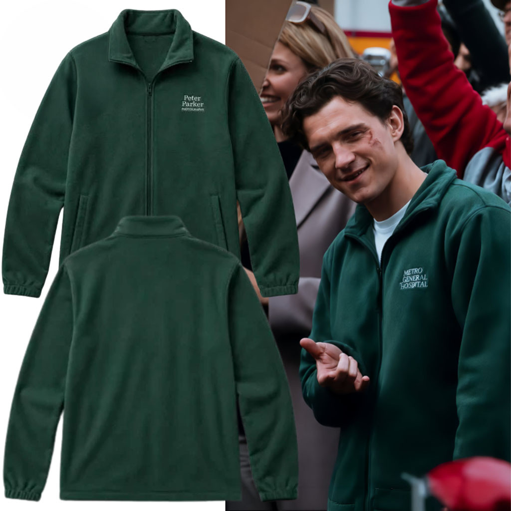 Tom Holland Peter Parker Dark Green Full Zip Jacket Tom Holland Merch Gifts For Fans