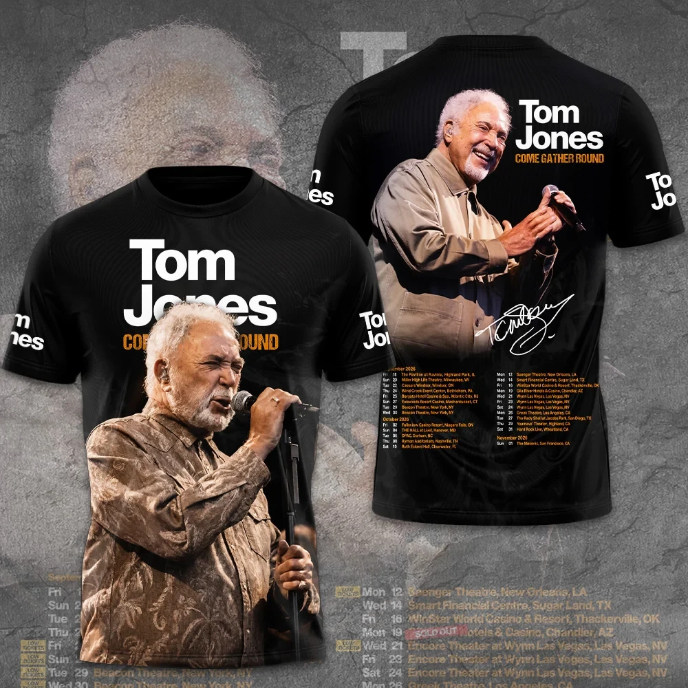 Tom Jones Merch 2026 Tom Jones Come Gather Round T-Shirt Concert Tour Dates Shirt Gifts For Fan