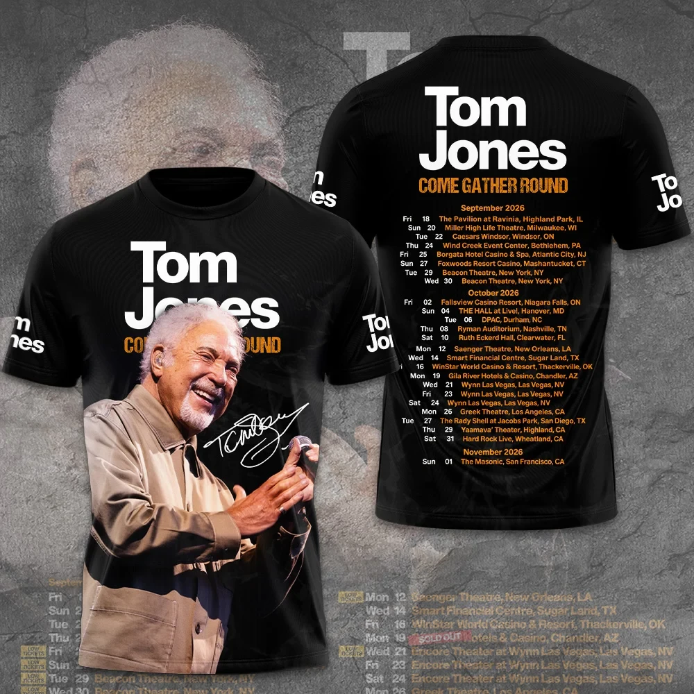 Tom Jones Tour Merch 2026 Tom Jones Come Gather Round T-Shirt Gifts For Music Lovers